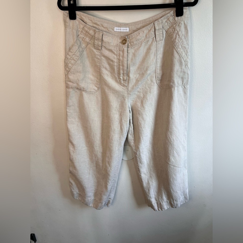 Charter Club Womens Oatmeal‎ Beige 100% Linen Cropped Pants Size 12